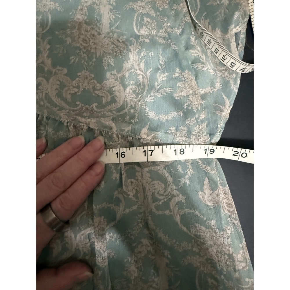 Maison 123 Paris Blue Toile Print Empire Waist Flutter Sleeve Dress Size 44/42 - Picture 7 of 9